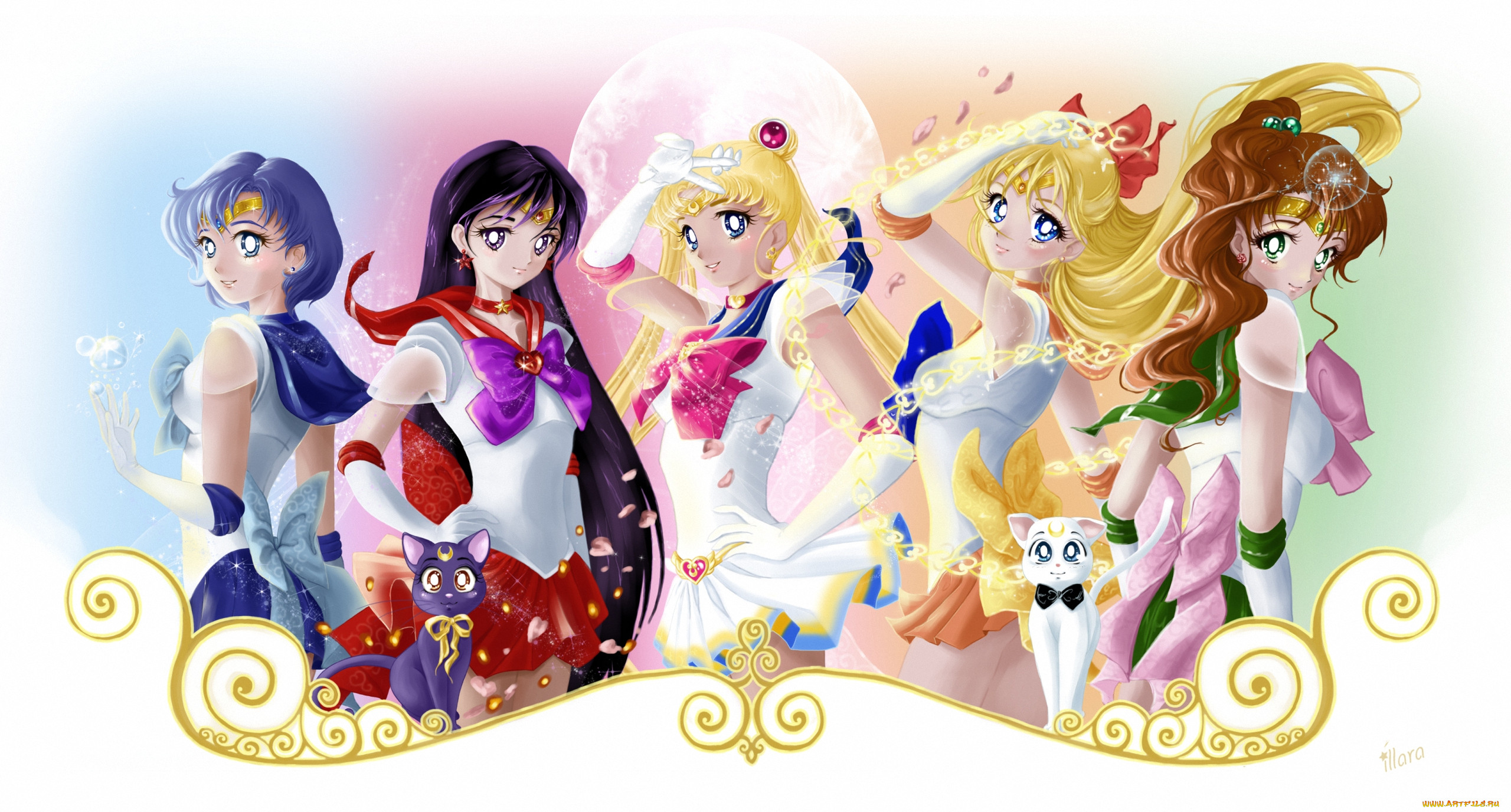 , sailor moon, sailor, jupiter, moon, mars, girls, , , , mercury, venus